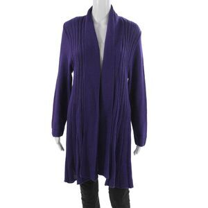 Jennifer Tyler Women Cardigan Collared Long Sleeve Purple 55% Cotton Size 12